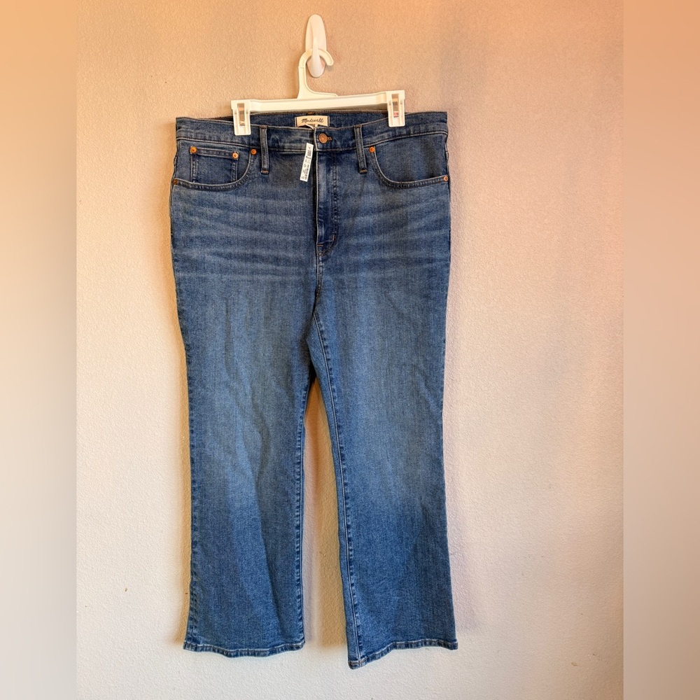 Madewell Size 32X26 Womens Cali Demi Boot Blue Denim Embroidered Logo Jeans